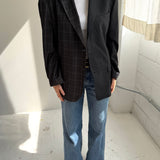 Contrasted blazer in solid grey and checkered (Express shipping)