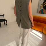 Stunning button back vest in in houndstooth