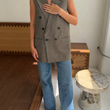 Stunning button back vest in plaid