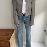 Bomber jacket in pale blue and grey houndstooth