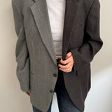 Checkered and houndstooth contrasted blazer