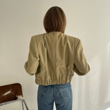 Bomber jacket in beige wool