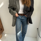 Stunning plaid and grey herringbone contrasted blazer