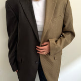 Pale and dark brown houndstooth contrasted blazer