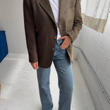 Contrasted blazer in Brown checkered and pale brown  (Express shipping)