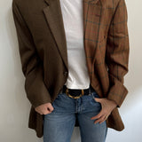Brown speckered and plaid contrasted blazer
