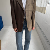 Contrasted blazer in Brown checkered and pale brown  (Express shipping)