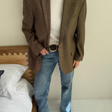 Brown mixed contrasted blazer