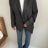Grey plaid and speckered contrasted blazer