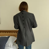 Grey pinstriped button back blazer