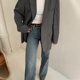 Grey pinstriped blazer