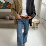 Contrasted blazer in pale brown/camel and black with brown pinstripes  (Express shipping)