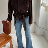 Belted blazer in Brown Corduroy