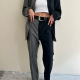 Grey and dark grey pinstriped contrasted suit