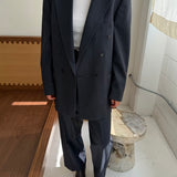 Dark blue double-breasted suit
