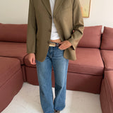 Button back blazer in light green
