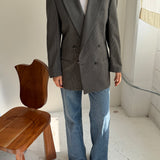 Button back blazer in Grey plaid