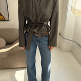 Belted blazer in Houndstooth grey