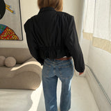 Cinched waist cropped tuxedo