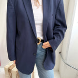Button back blazer in Blue