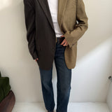 Pale and dark brown houndstooth contrasted blazer