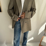 Checkered double breasted button back blazer