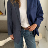 Contrasted blazer in deep blue and pinstriped (Express shipping)