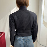 Belted blazer in Blue speckled