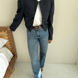 Blue textured bomber