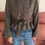 Dark checkered Belted blazer