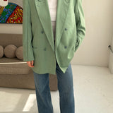 Button back blazer in pale green