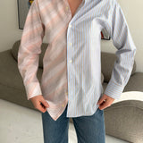 Light blue striped and white with orange/pink stripes contrasted shirt