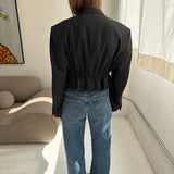 Dark speckered Cinched waist cropped blazer