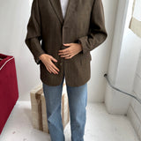 Button back blazer in Brown