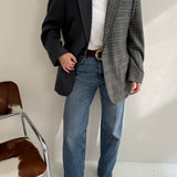 Stunning grey herringbone and checkered contrasted blazer