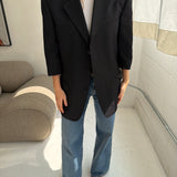 Long boxy blazer in black
