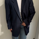 Blue solid and houndstooth contrasted blazer