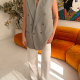 Stunning button back vest in pale grey