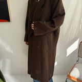 Heavy wool chocolate brown with hues of green coat