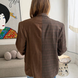 Contrasted blazer in blue solid and checkered (Express shipping)