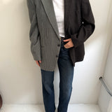 Checkered and houndstooth contrasted blazer