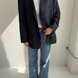 Contrasted blazer in Solid blue and checkered  (Express shipping)