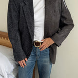 Navy and brown toned silk contrasted blazer