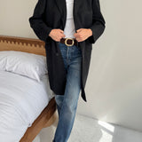 Dark grey herringbone coat in wool