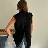 Dark blue pinstriped double breasted vest