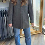 Stunning high neck collarless jacket