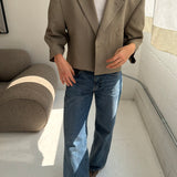 Pale speckered cropped boxy blazer
