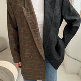 Double breasted contrasted blazer in plaid and dark green plaid cashmere (Express shipping)