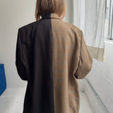 Contrasted blazer in Brown plaid and dark brown speckered (Express shipping)