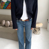 Bomber jacket in Navy blue cashmere